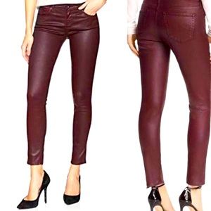 AG Adriano Goldschmied Wax-Coated Jeans in Oxblood